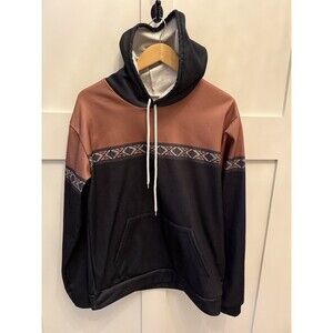 Men’s Aztec Western Brown Black Hoodie Shirt Sweatshirt Size Medium
